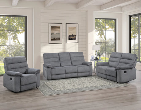 Cozy Gray 3-Piece Manual Reclining Set by Steve Silver at Eve Furniture