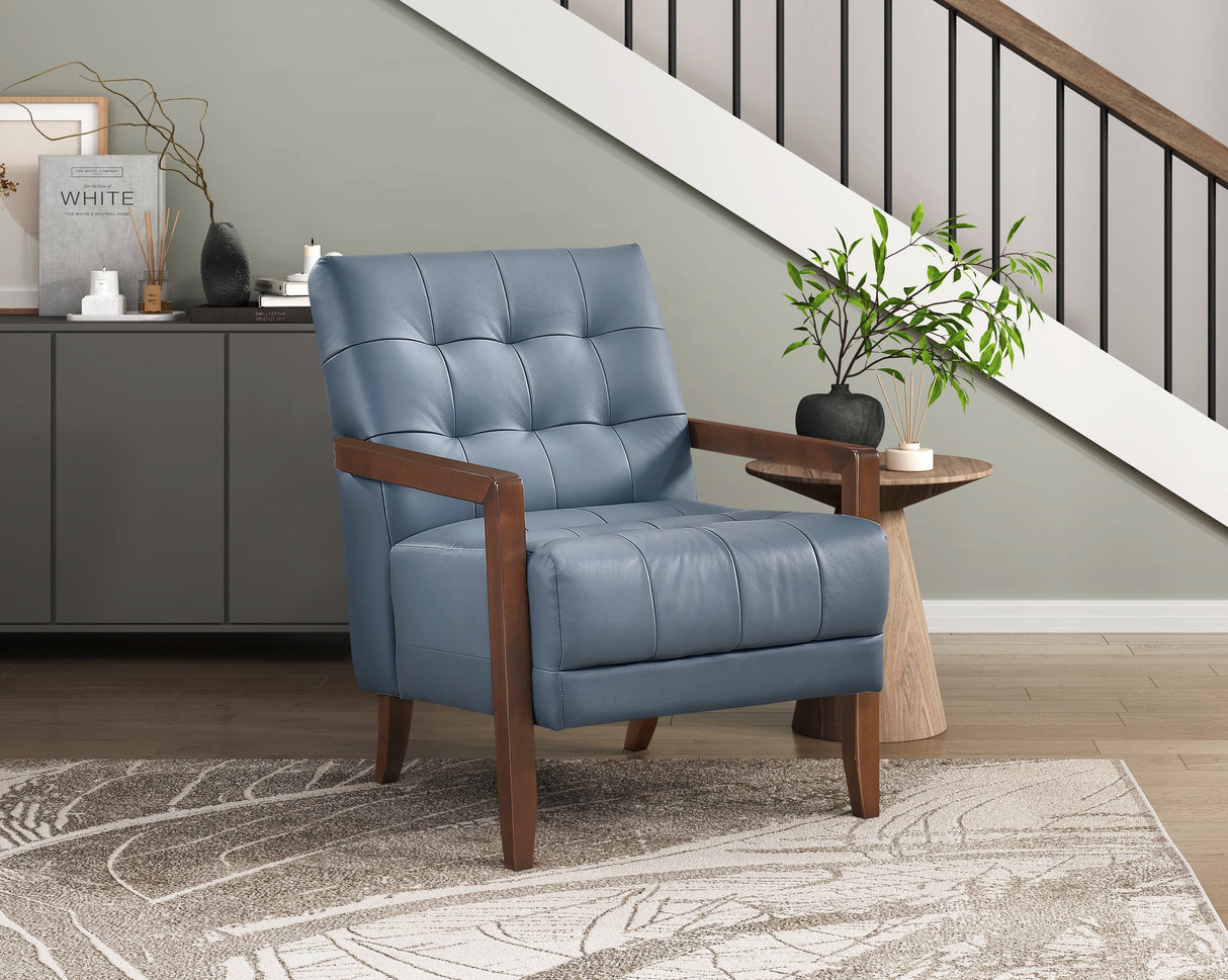 Crafton Blue Leather Accent Chair by Homelegance at Eve Furniture