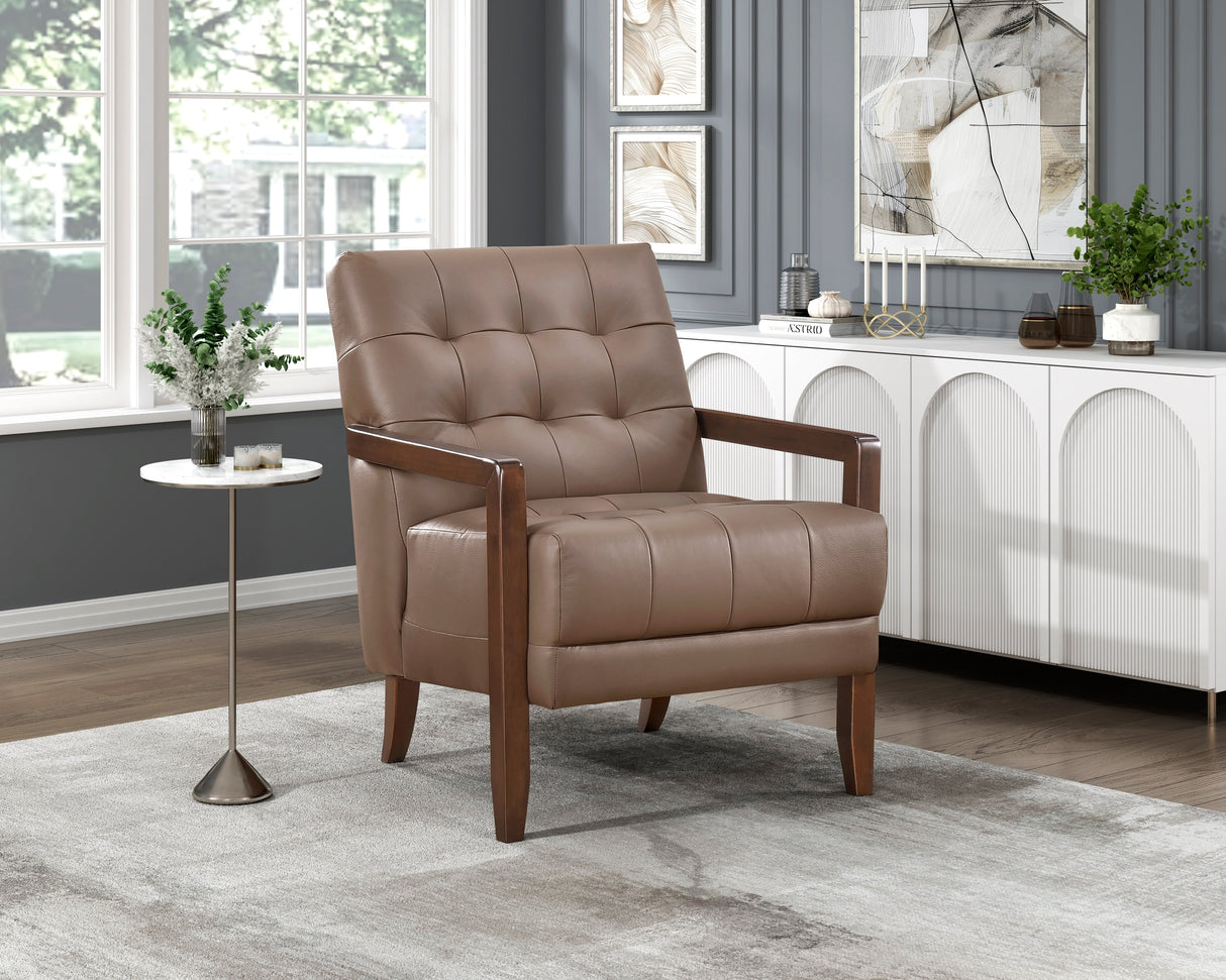 Crafton Brown Leather Accent Chair by Homelegance at Eve Furniture