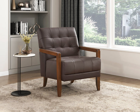 Crafton Dark Brown Leather Accent Chair by Homelegance at Eve Furniture