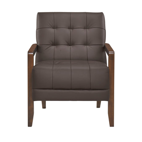 Crafton Dark Brown Leather Accent Chair by Homelegance at Eve Furniture