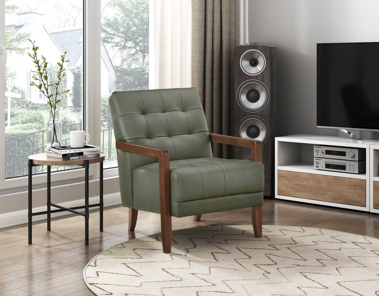 Crafton Green Leather Accent Chair by Homelegance at Eve Furniture
