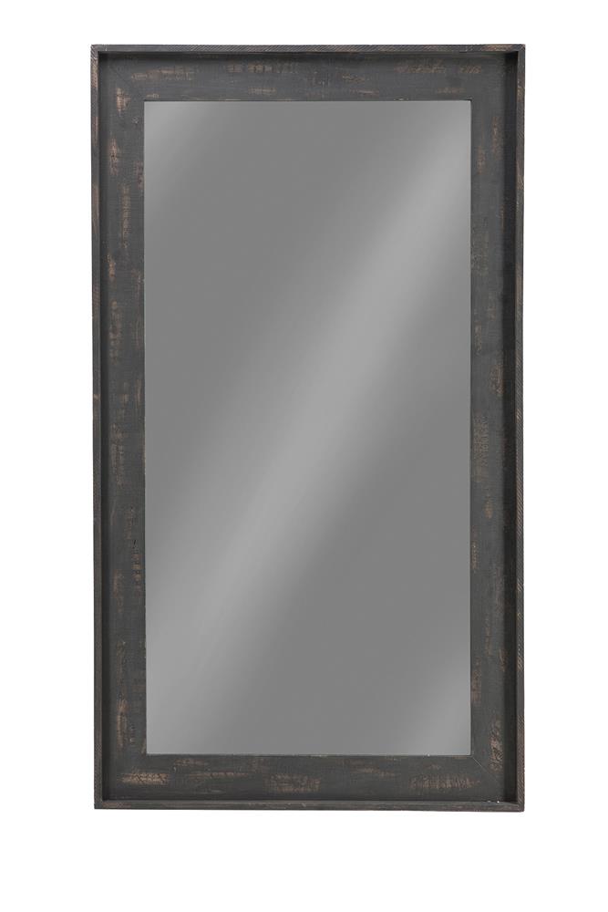 Cragen Brown Rectangle Bold Contoured Frame Floor Mirror