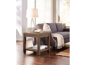 Craster Reclaimed Wood Square Side Table in Smoky Taupe by Modus Furniture at Eve Furniture