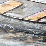 Creekside Diptych Boats Original Hand Painted on Wood Oil Painting by Mercana at Eve Furniture