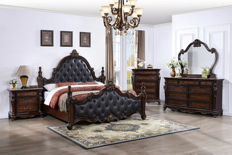 Cremona Dark Cherry 5-Piece Queen Bedroom Set by Furniture of America at Eve Furniture