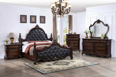 Cremona Dark Cherry 4-Piece Queen Bedroom Set by Furniture of America at Eve Furniture