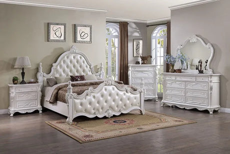 Cremona White 4-Piece Queen Bedroom Set by Furniture of America at Eve Furniture