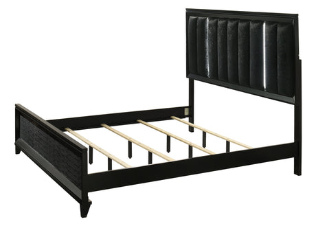 Cressida Black King Upholstered LED Panel Bed by Crown Mark at Eve Furniture