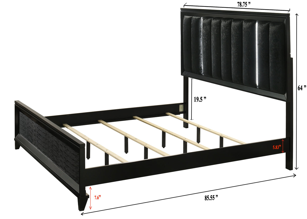 Cressida Black King Upholstered LED Panel Bed by Crown Mark at Eve Furniture