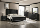 Cressida Black King Upholstered LED Panel Bed by Crown Mark at Eve Furniture