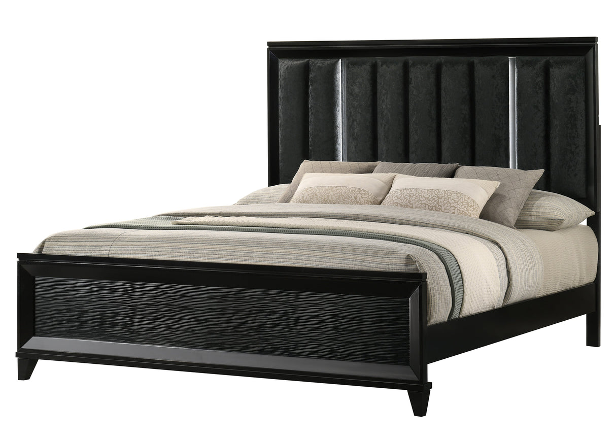 Cressida Black King Upholstered LED Panel Bed by Crown Mark at Eve Furniture