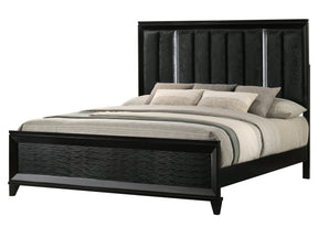 Cressida Black King Upholstered LED Panel Bed by Crown Mark at Eve Furniture