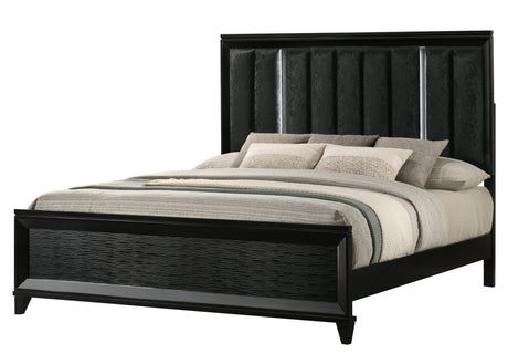 Cressida Black King Upholstered LED Panel Bed by Crown Mark at Eve Furniture