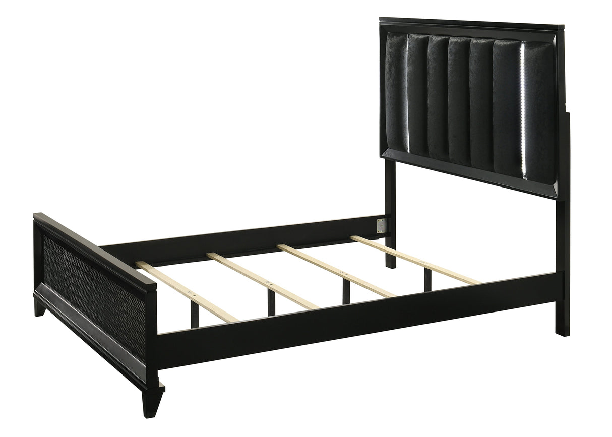 Cressida Black Queen Upholstered LED Panel Bed by Crown Mark at Eve Furniture