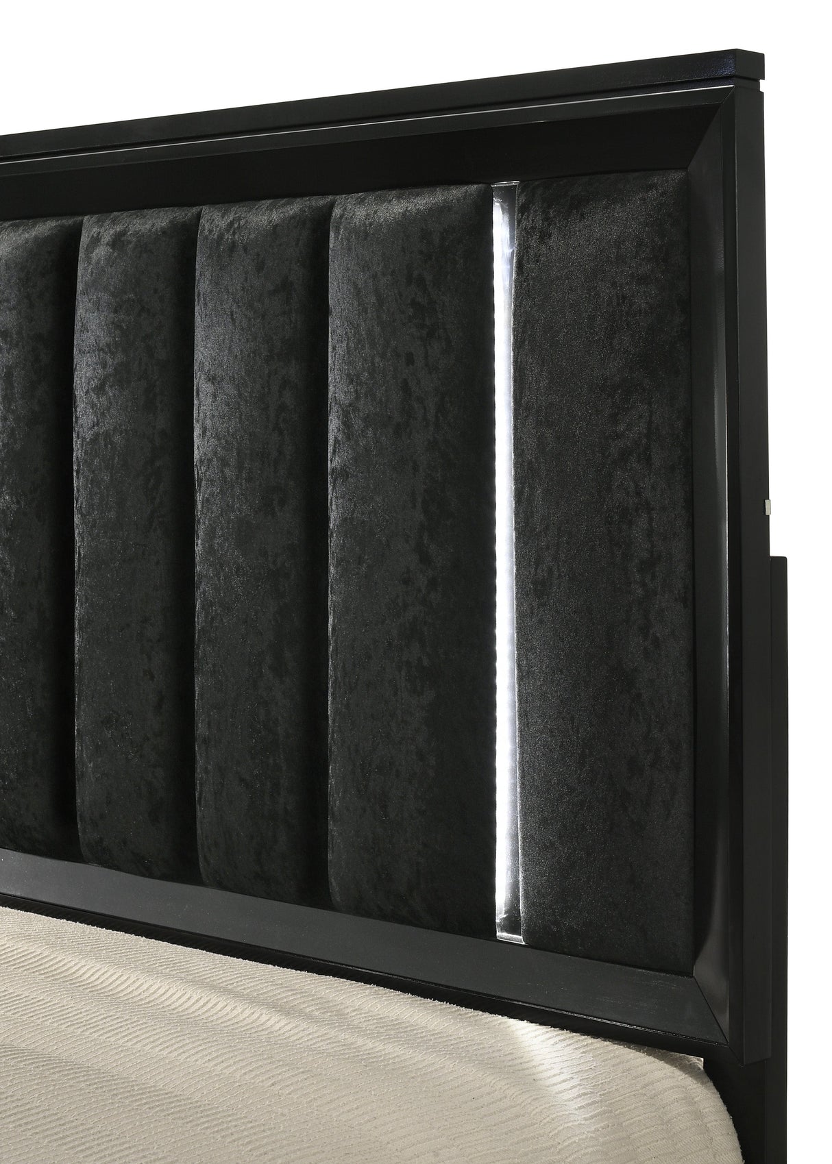 Cressida Black Queen Upholstered LED Panel Bed by Crown Mark at Eve Furniture