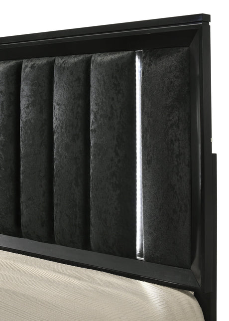 Cressida Black Queen Upholstered LED Panel Bed by Crown Mark at Eve Furniture