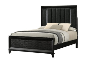 Cressida Black Queen Upholstered LED Panel Bed by Crown Mark at Eve Furniture