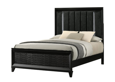 Cressida Black Queen Upholstered LED Panel Bed by Crown Mark at Eve Furniture