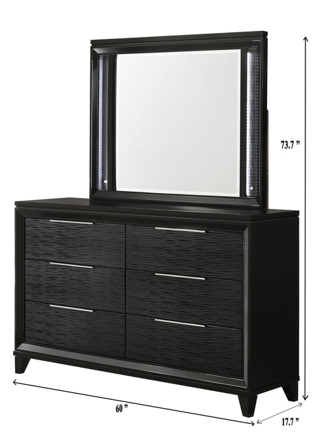 Cressida Black Upholstered LED Panel Bedroom Set by Crown Mark at Eve Furniture