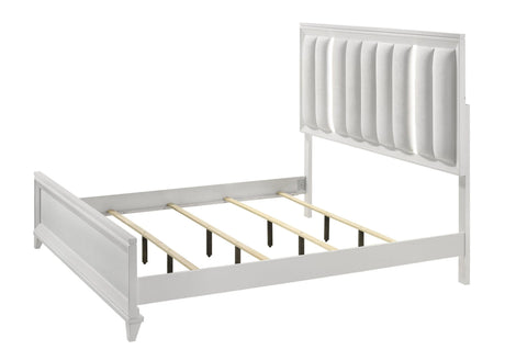 Cressida White King Upholstered LED Panel Bed by Crown Mark at Eve Furniture