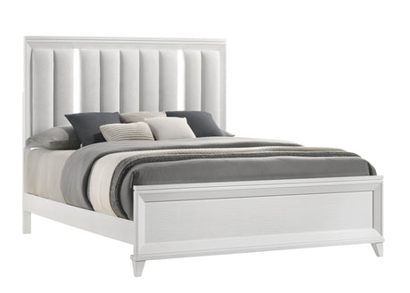 Cressida White King Upholstered LED Panel Bed by Crown Mark at Eve Furniture