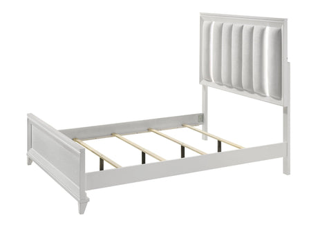 Cressida White Queen Upholstered LED Panel Bed by Crown Mark at Eve Furniture