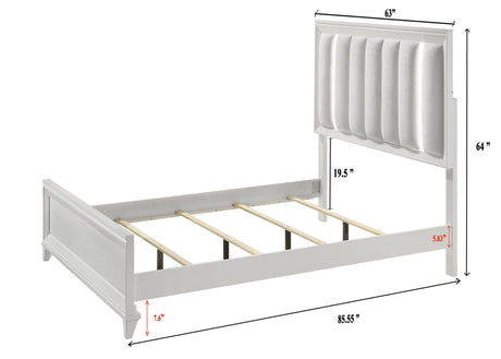 Cressida White Queen Upholstered LED Panel Bed by Crown Mark at Eve Furniture