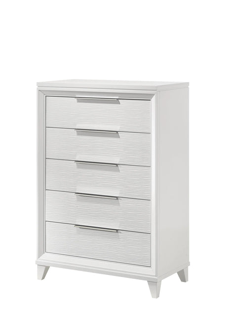 Cressida White Upholstered LED Panel Bedroom Set by Crown Mark at Eve Furniture