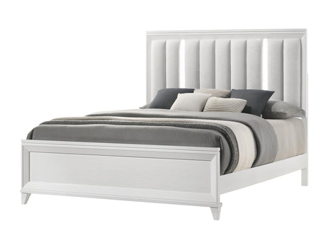 Cressida White Upholstered LED Panel Bedroom Set by Crown Mark at Eve Furniture