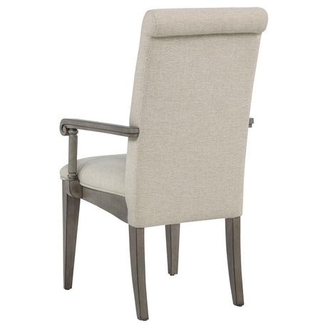 Cresswell Upholstered Dining Arm Chair Tan (Set of 2) by Coaster at Eve Furniture