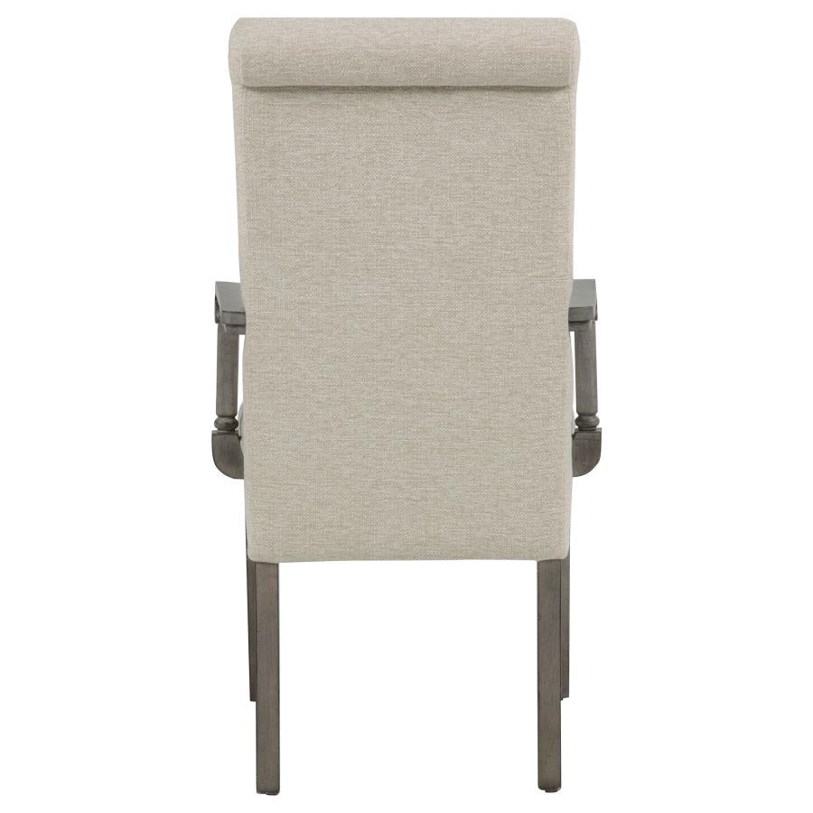 Cresswell Upholstered Dining Arm Chair Tan (Set of 2) by Coaster at Eve Furniture