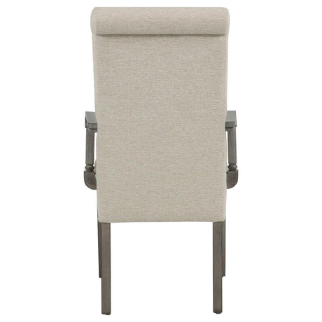 Cresswell Upholstered Dining Arm Chair Tan (Set of 2) by Coaster at Eve Furniture