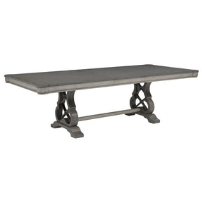 Cresswell Weathered Taupe 104-inch Double Pedestal Extension Dining Table by Coaster at Eve Furniture