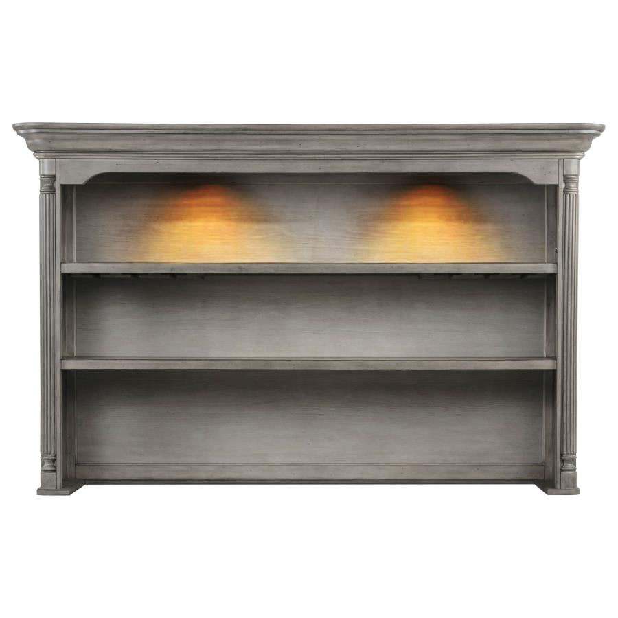 Cresswell Weathered Taupe 2-tier Touch Light Hutch Display Cabinet by Coaster at Eve Furniture