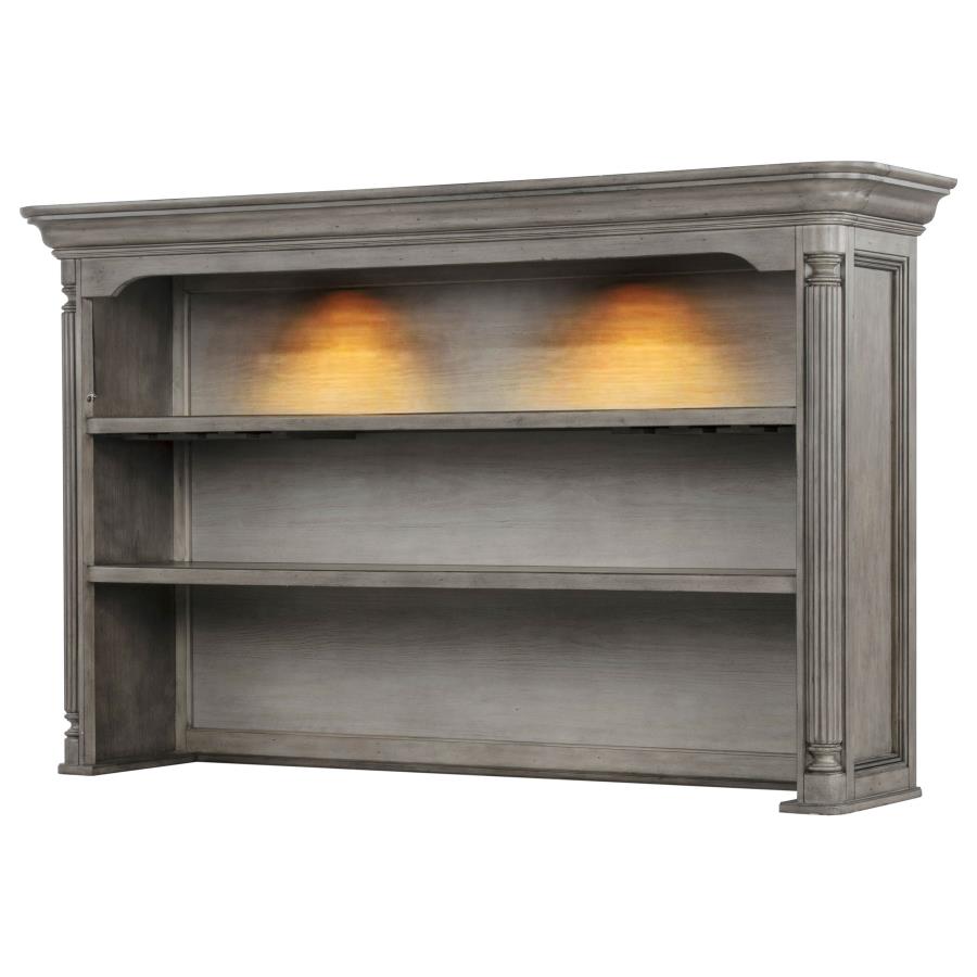 Cresswell Weathered Taupe 2-tier Touch Light Hutch Display Cabinet by Coaster at Eve Furniture