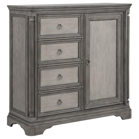Cresswell Weathered Taupe 4-drawer Door Chest with Hidden Storage by Coaster at Eve Furniture