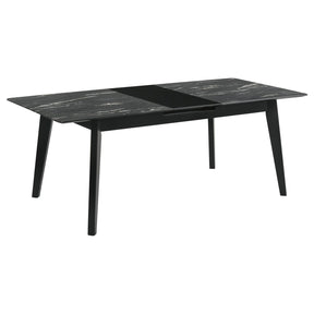 Crestmont Gray Rectangular Faux Marble Top Dining Table with and 16" Self-Storing Extension Leaf by Coaster at Eve Furniture