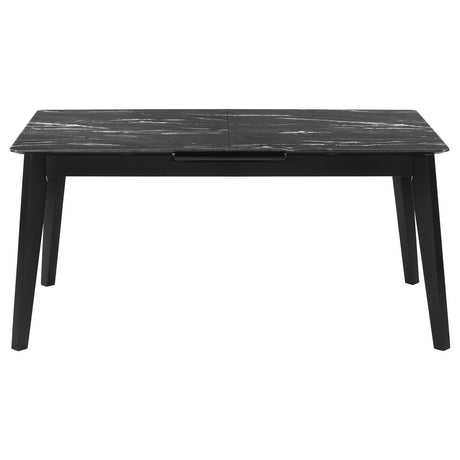 Crestmont Gray Rectangular Faux Marble Top Dining Table with and 16" Self-Storing Extension Leaf by Coaster at Eve Furniture