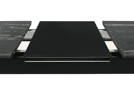 Crestmont Gray Rectangular Faux Marble Top Dining Table with and 16" Self-Storing Extension Leaf by Coaster at Eve Furniture