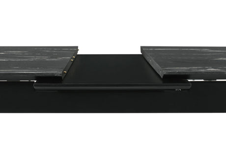 Crestmont Gray Rectangular Faux Marble Top Dining Table with and 16" Self-Storing Extension Leaf by Coaster at Eve Furniture