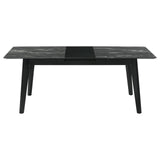 Crestmont Rectangular Dining Table with Faux Marble Top and 16" Self-Storing Extension Leaf Grey