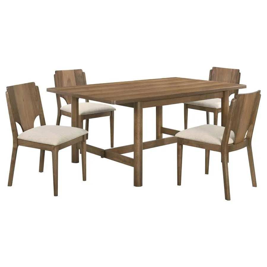 Crestmore Walnut 5-piece Rectangular Dining Table Set by Coaster at Eve Furniture