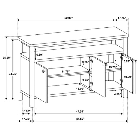 Crestmore Walnut Dining Cabinet Sideboard Buffet by Coaster at Eve Furniture