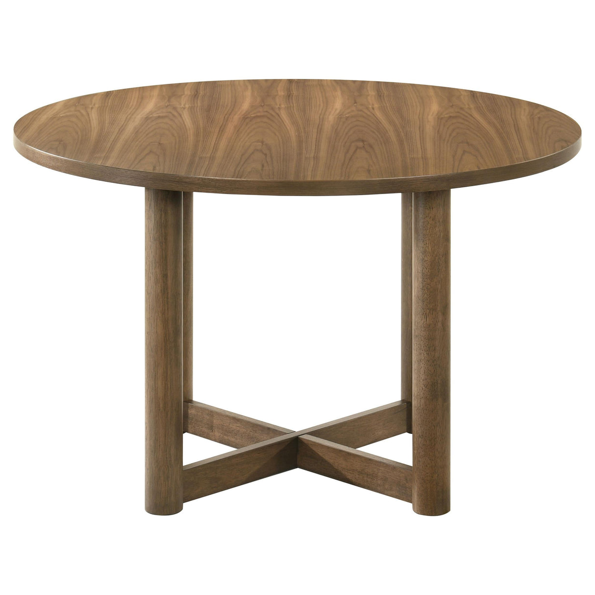Crestmore Walnut Round Wood Dining Table by Coaster at Eve Furniture