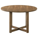 Crestmore Walnut Round Wood Dining Table by Coaster at Eve Furniture