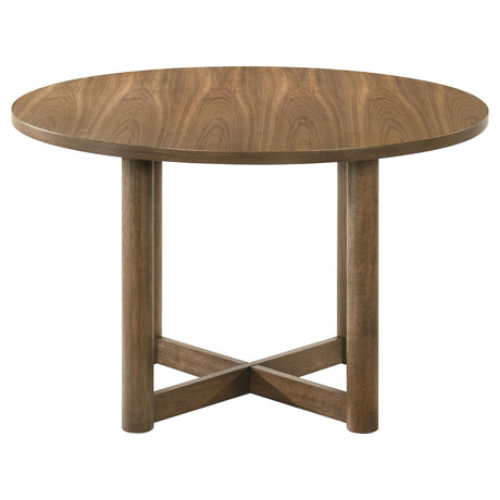 Crestmore Walnut Round Wood Dining Table by Coaster at Eve Furniture