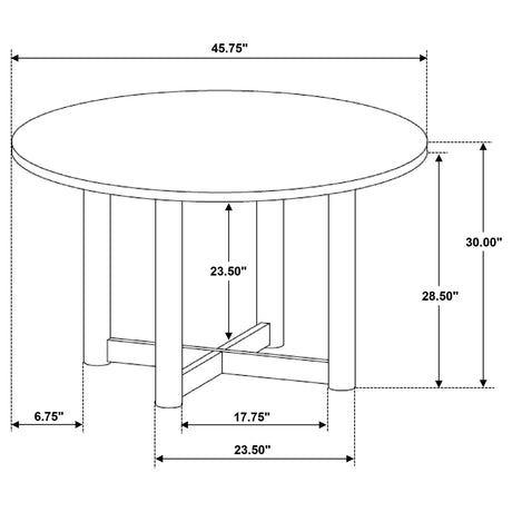 Crestmore Walnut Round Wood Dining Table by Coaster at Eve Furniture