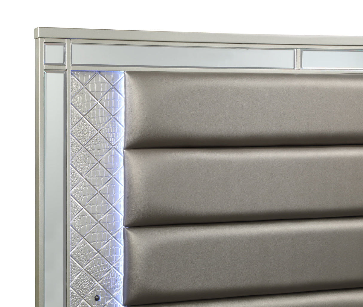 Cristian Champagne LED Upholstered Panel Bedroom Set by Crown Mark at Eve Furniture