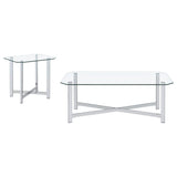 Cronin Chrome 2-piece Tempered Glass Top Coffee Table Set by Coaster at Eve Furniture